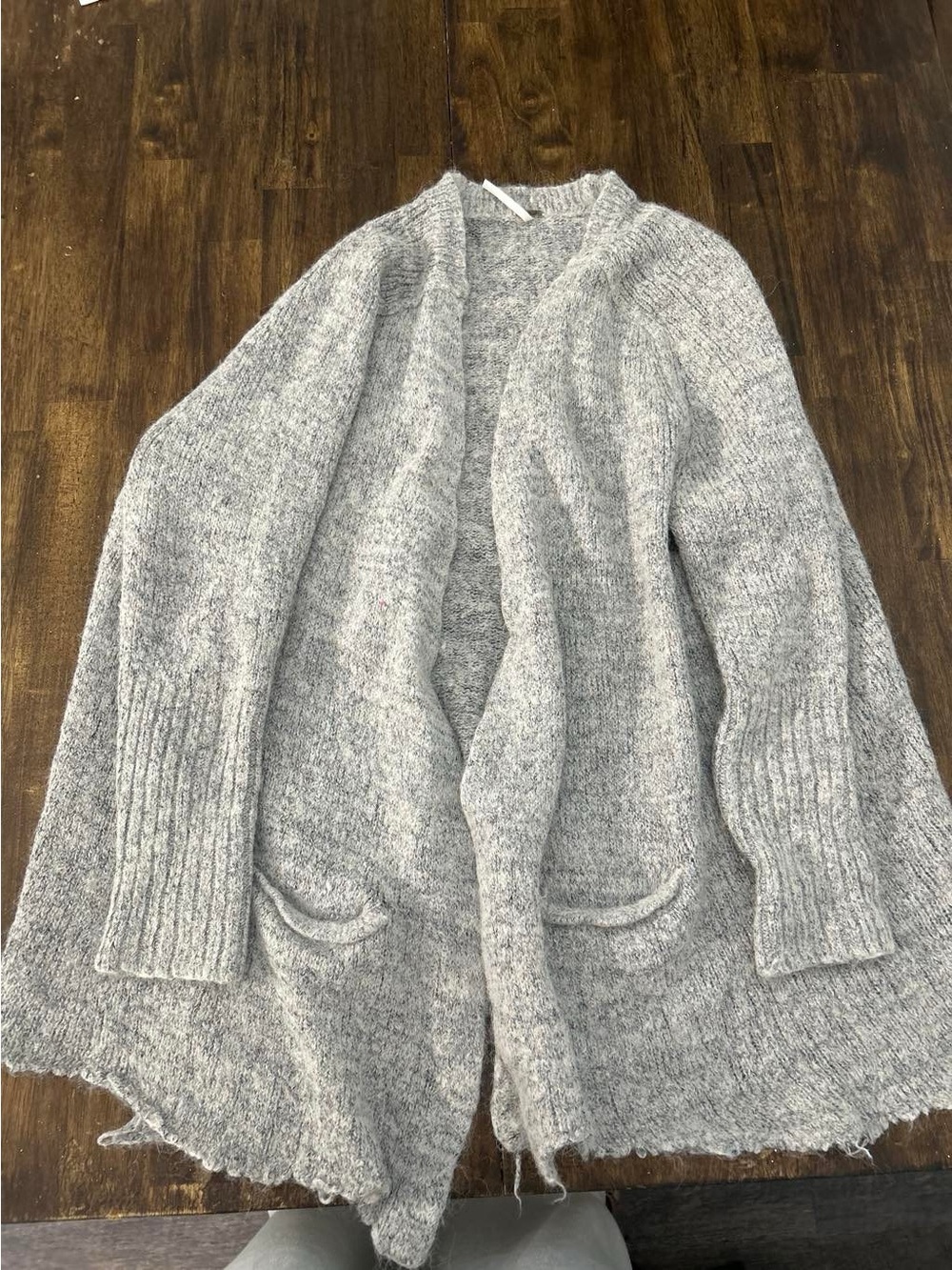 Free People Heather Gray Open-Front Knit Cardigan